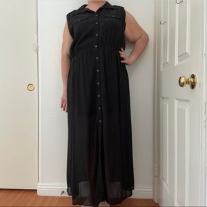 Sleeveless Dress black military style with buttons - SIZE 2X